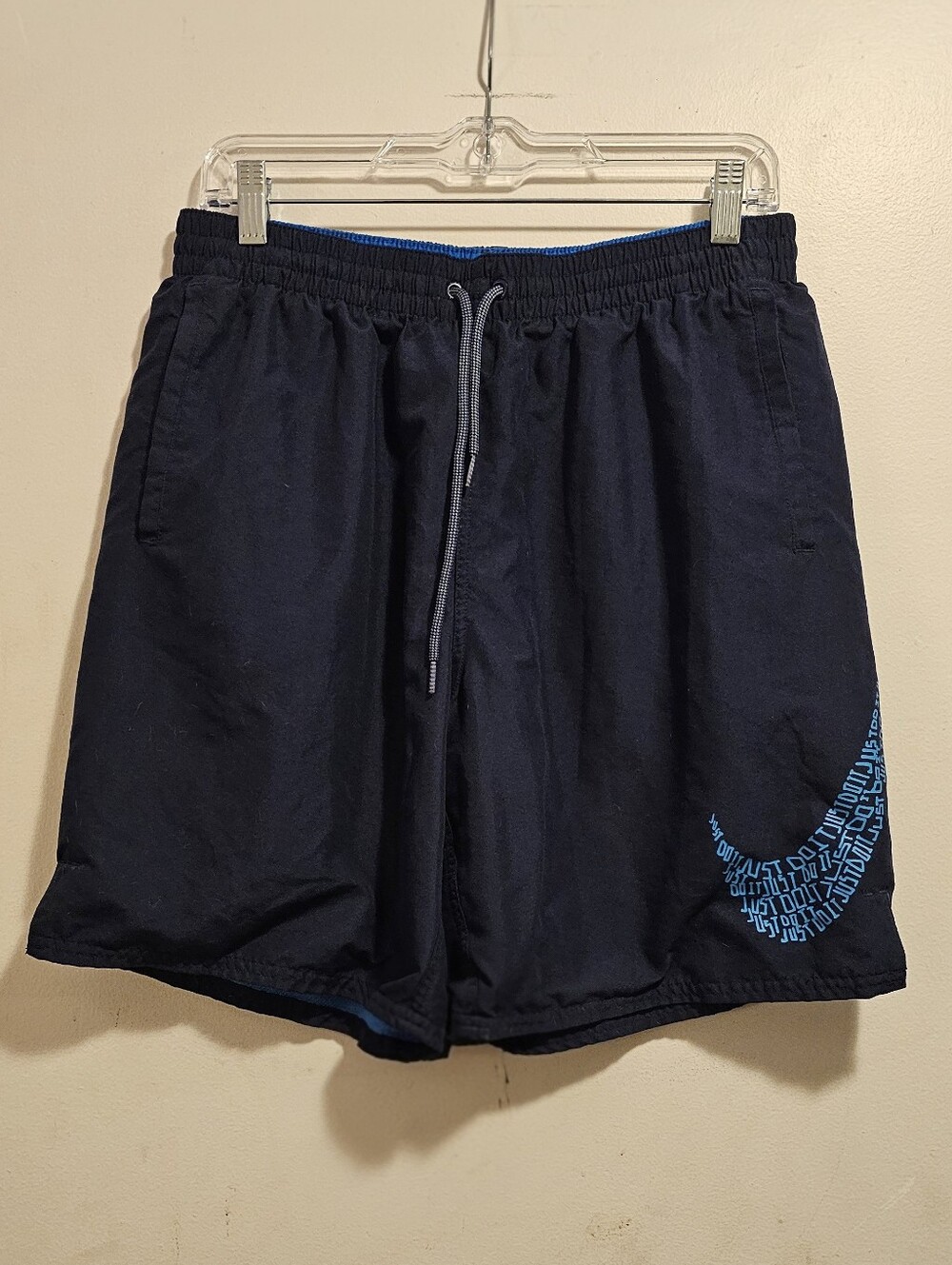 Nike Swim Men’s L JDI Swoosh 9” Volley Swim Trunks Navy Blue